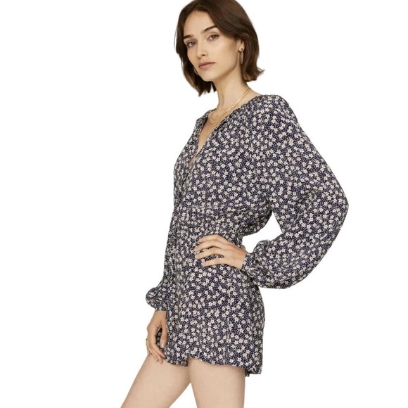 POLO RALPH LAUREN‎ FLORAL LONG SLEEVE ROMPER IN BLUE NWT...